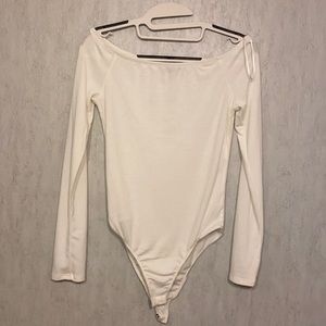 long sleeve off the shoulder body suit